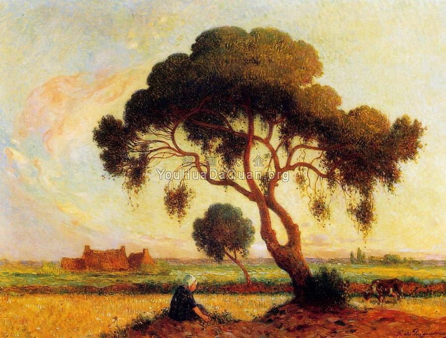 Breton Woman Seated under a Large Tree - 费迪南德·卢瓦扬